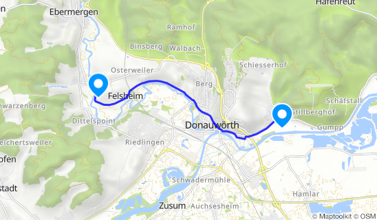 Kartenausschnitt Radverleih Donauwörth